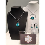 Jade sterling silver loop pendant elegantly hand painted in Bees wax and sealed in glass