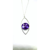 Purple fish eye pendant lovely abstract handpainted in wax and sealed in glass