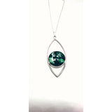 Stunning jade fish eye pendant beautifully handpainted in wax and sealed in glass