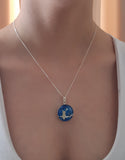 Sterling Silver Woodland Owl Pendant in blue