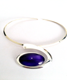 Purple large wave choker mysterious and stunning hand painted in wax and sealed in glass