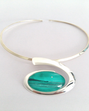 Jade large wave choker beautifully hand painted in wax and sealed in glass for a beautiful cabochon