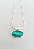 Jade small tube pendant stunningly hand painted in bees wax and sealed in glass for the beautiful cabochon