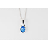 Blue handpainted in wax and sealed in glass split bale pendant beautiful
