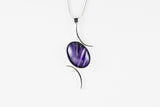 Val b's Wax Sterling silver handcrafted pendant with purple cabochon hand-painted in wax  and sealed in glass