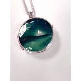 Jade simplicity silver moon seascape locket hand painted beautifully in bees wax and sealed in glass 