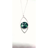 Stunning jade fish eye pendant beautifully handpainted in wax and sealed in glass 