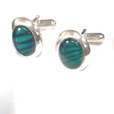 Sterling silver cuff links jade perfect for formal occasions hand painted in bees wax and sealed in glass 