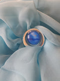 Blue scarf ring and beautiful coloured scarf great for the summer hand painted in wax and sealed in glass 
