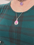 Cerise teardrop pendant, handpainted in wax
