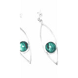 Fish eye drop earrings in a stunning jade cabochon handpainted in wax and sealed in glass 