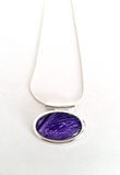 Purple small abstract tube pendant hand painted in bees wax and sealed in glass beautifully 