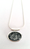 Black small abstract tube pendant hand painted in bees wax and sealed in glass beautifully 