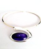 Purple large wave choker mysterious and stunning hand painted in wax and sealed in glass 