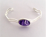 Pretty purple wave bangle fully adjustable to fit the owner hand painted in wax and sealed in glass 