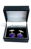 purple silver plated cuff links by Val B's Wax