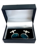 Green silver plated cuff links by Val B's Wax