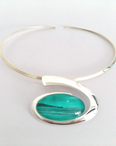 Jade large wave choker beautifully hand painted in wax and sealed in glass for a beautiful cabochon 