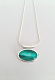 Jade small tube pendant stunningly hand painted in bees wax and sealed in glass for the beautiful cabochon 