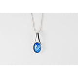 Blue handpainted in wax and sealed in glass split bale pendant beautiful 