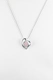 Pearly pink heart pendant. Shimmer cabochon, pearly pink