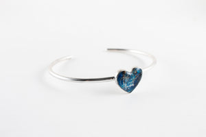 Ashes memorial heart bangle heart shaped sealed with beeswax and resin in Jade 
