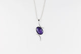 Val B's Wax Sterling silver handcrafted pendant with purple cabochon hand-painted in wax  and sealed in glass