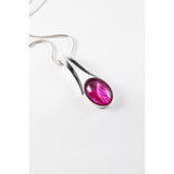 Cerise split bale pendant classy and elegant with a pop of colour hand painted in wax and sealed in glass 